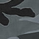 Tissu rayé noir et blanc à motif texturé ondulé, présenté sur des shorts cargo camouflage pour homme à coupe ample, avec conception à poches multiples.