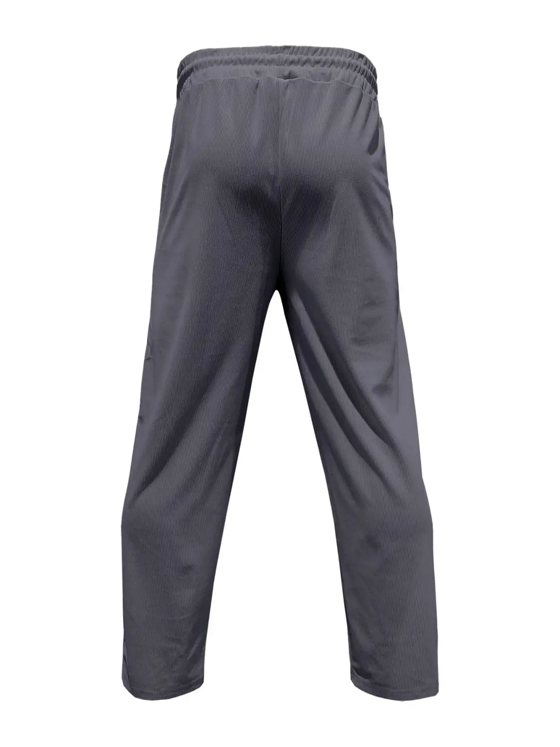 Pantalones casuales rectos de pana color gris oscuro con cordón, cintura elástica y tejido suave y ligero.