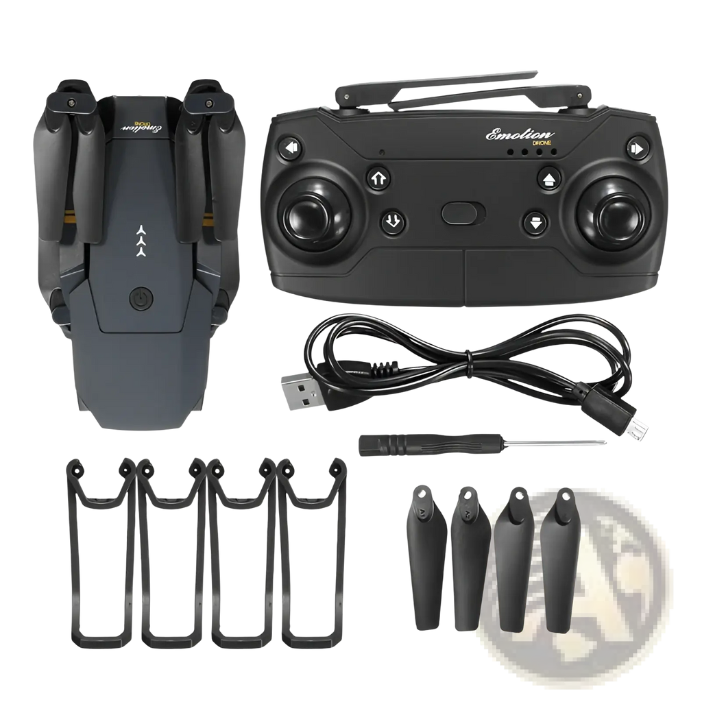 Black foldable E58 4k dual camera drone for kids and teens with emotion branded remote control