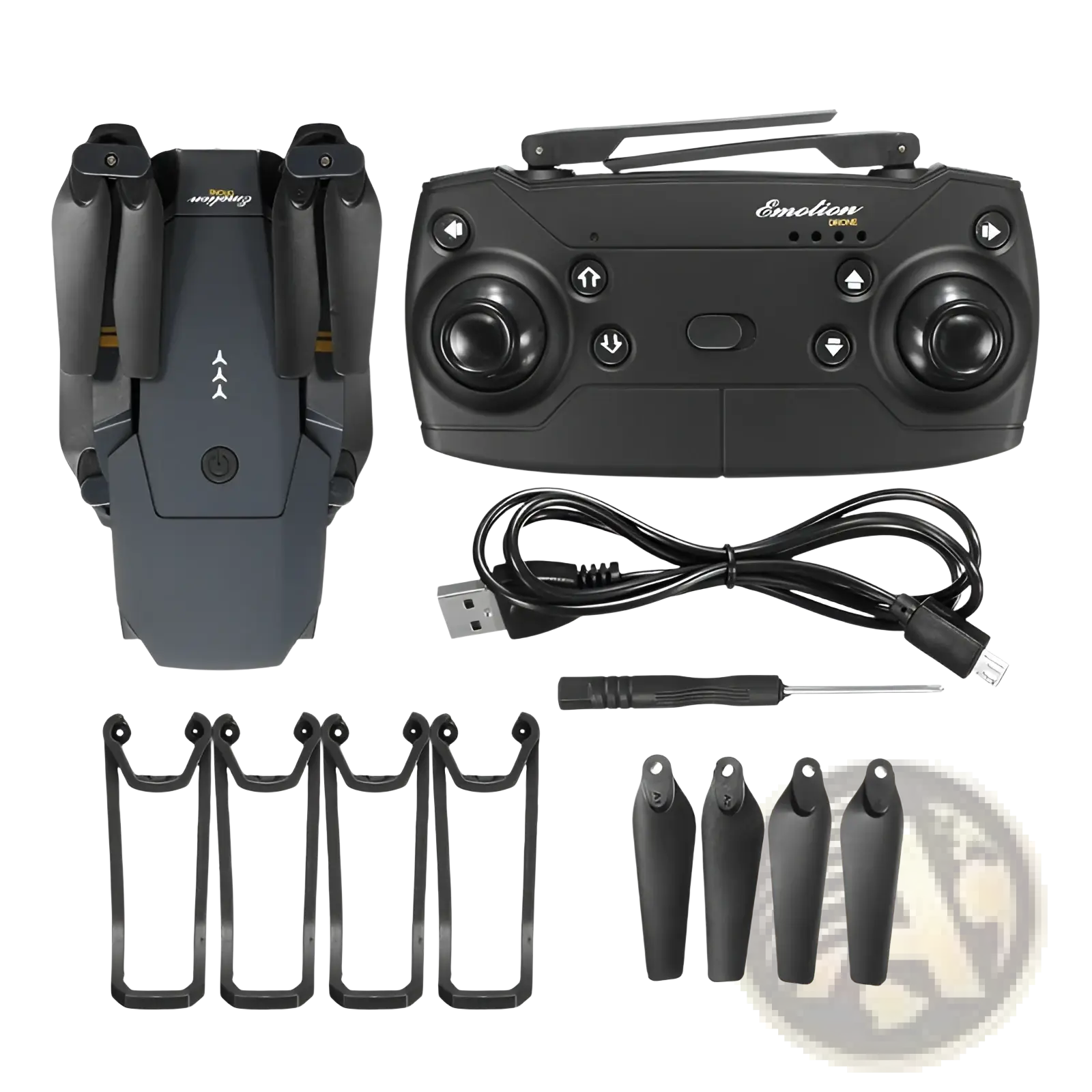 Black foldable E58 4k dual camera drone for kids and teens with emotion branded remote control