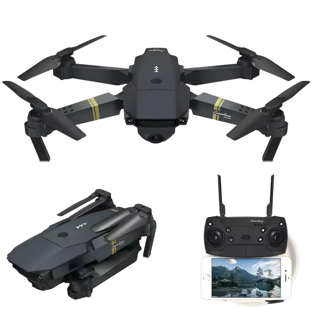 Black and gold foldable eachine e58 4k dual camera drone with compact design for kids and teens