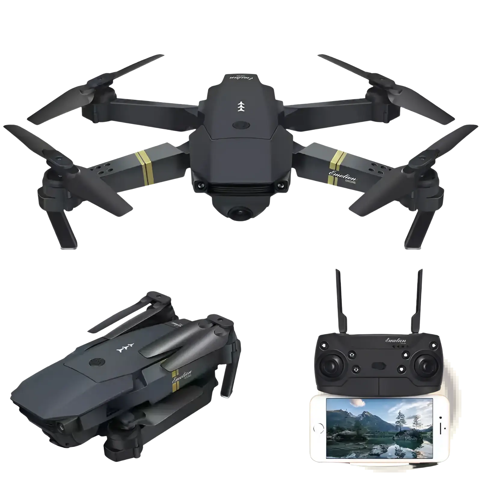 Black and gold foldable eachine e58 4k dual camera drone with compact design for kids and teens