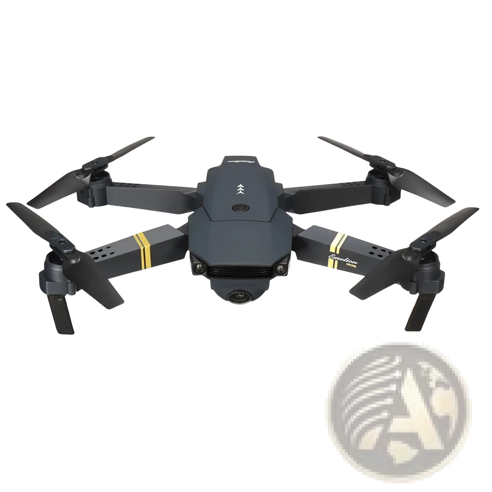 E58 4k dual camera foldable drone for kids and teens with a sleek black and gold compact design