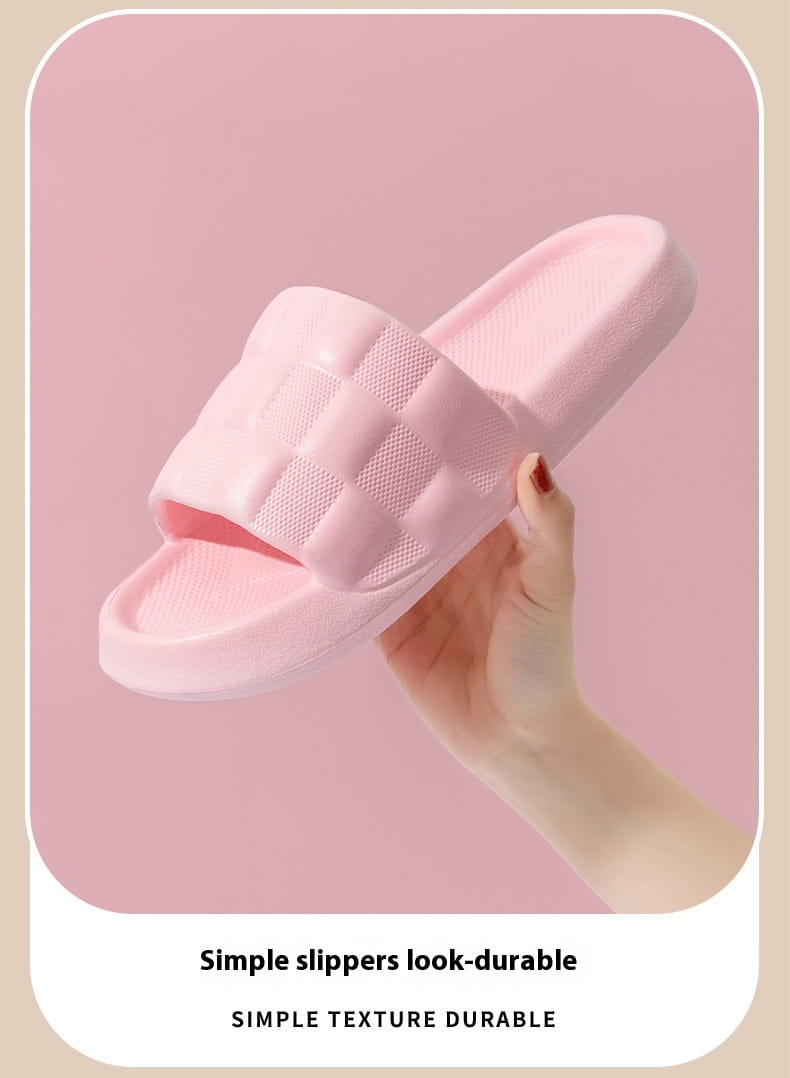 Pink rubber slide sandal with a quilted textured strap and cushioned eva soft sole designed for breathability and comfort.