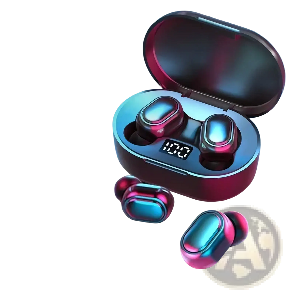 E6s wireless earbuds bluetooth gaming headset with hifi sound feature in sleek glossy pink and blue finish