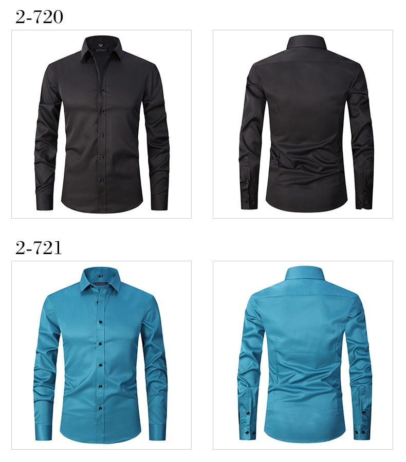 Herrenhemden mit langem Ärmel, Slim Fit, in Schwarz und Petrol mit klassischen Knopfverschlusskragen und passender, maßgeschneiderter Passform für formelle und professionelle Kleidung