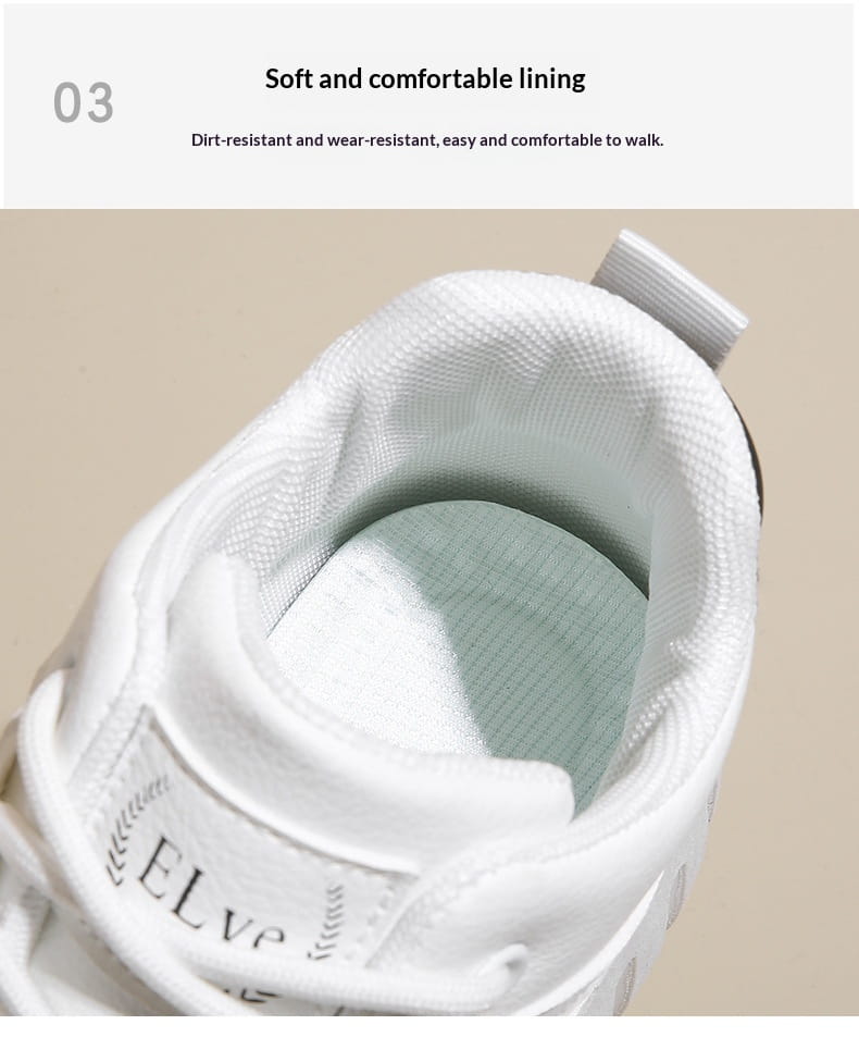 Cream-colored women’s chunky platform breathable high top sneakers with ridged sole and beige suede accents.