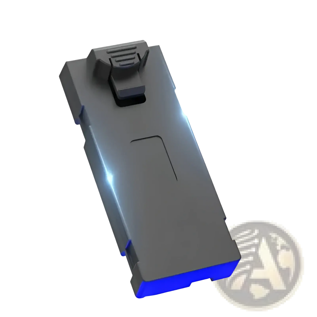Gray modular e88 e99 drone replacement battery 3 pack with usb port featuring sleek angular design and blue accents