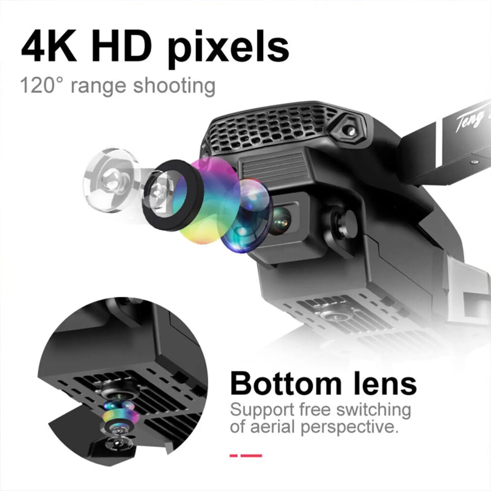 Black e88 pro 4k dual camera foldable fpv quadcopter drone with 4k hd pixels and 120° aerial perspective lenses