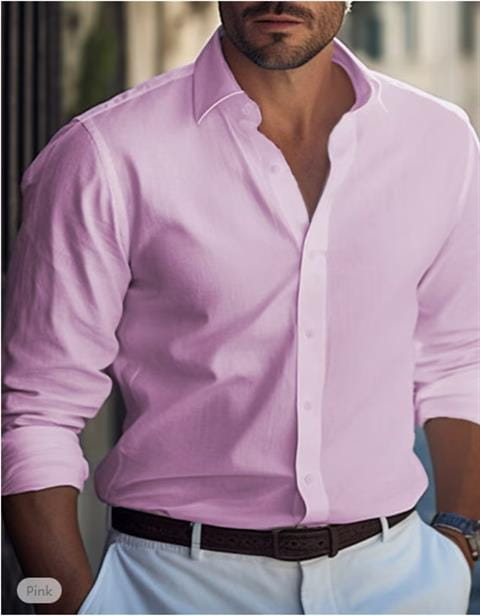 Men’s Slim Fit Digital Print Linen Blend Casual Shirt