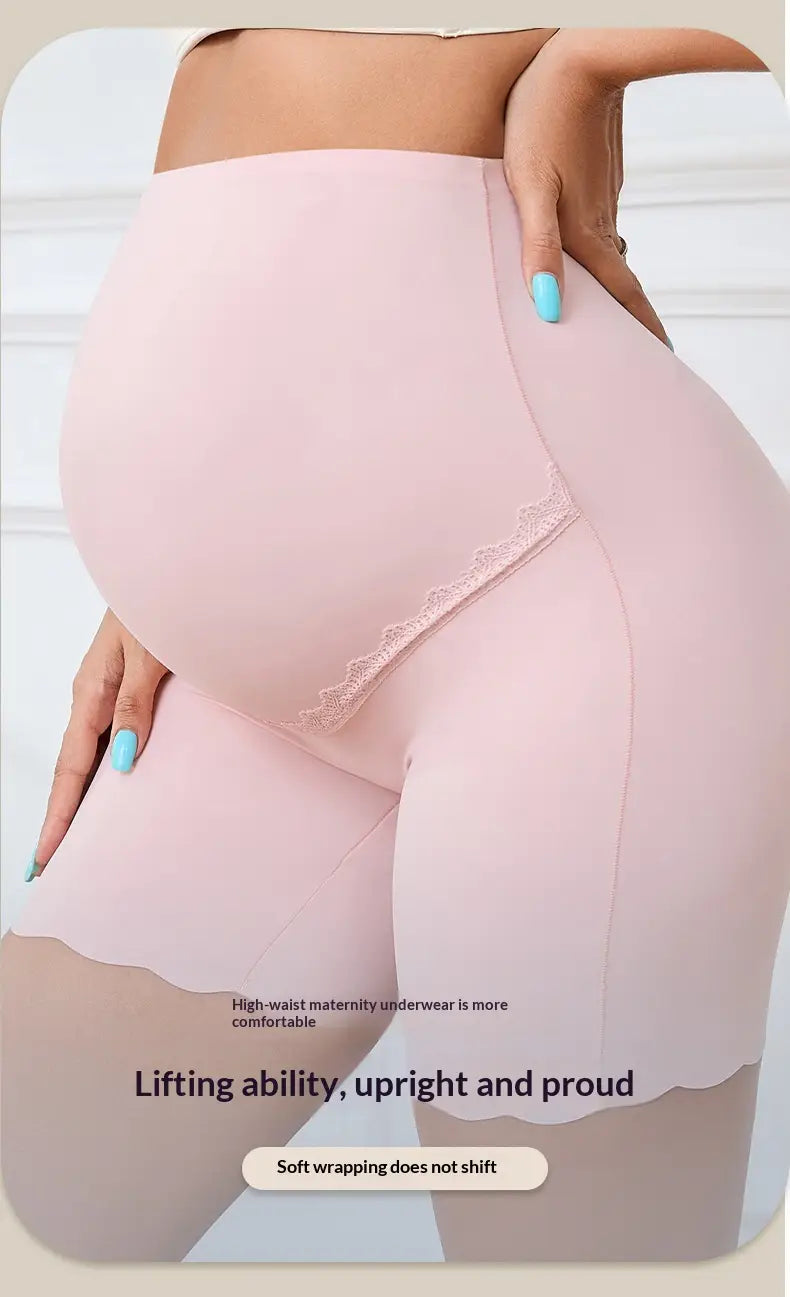 boxer tipo braga de maternidad de tiro alto rosa con encaje transpirable y ribete de encaje delicado, diseñado para brindar comodidad y soporte durante el embarazo