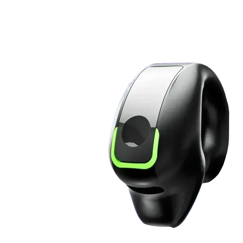 Black and neon green ear clip lightweight bluetooth headphones with silicone tail for comfort and sport use