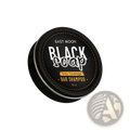 East moon mens grey coverage black soap bar shampoo in a sleek black tin with gold stitching and white lettering