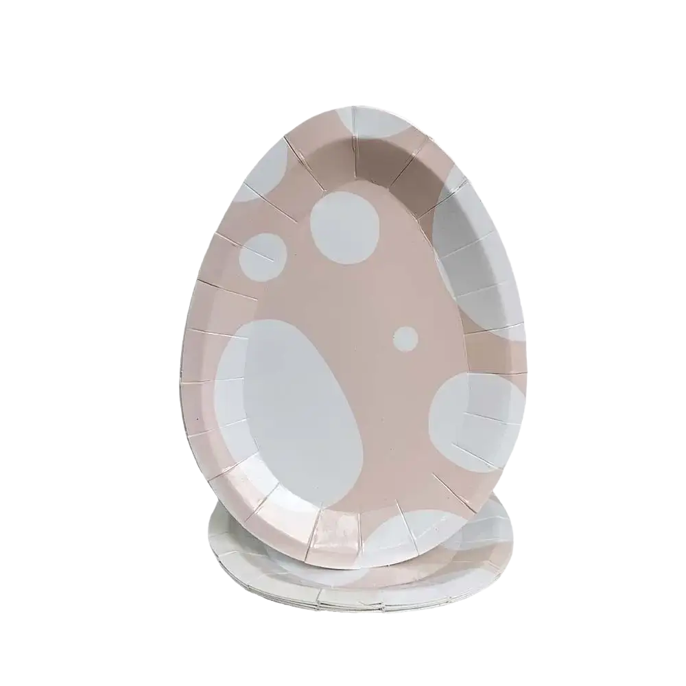 Pastel pink paper plate with white polka dots and scalloped edge from easter bunny paper plates and cups set