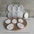 White silicone easter bunny resin pendant mold with floral and bunny designs for crafting Easter egg shapes