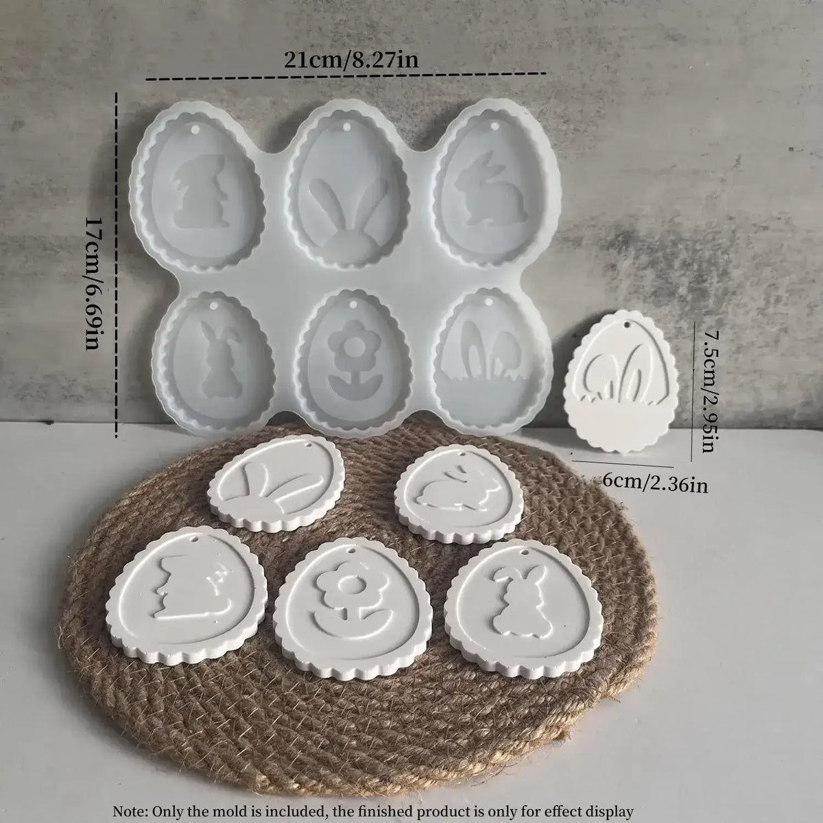 White silicone easter bunny pendant mold with flower designs for resin crafting and decoration purposes