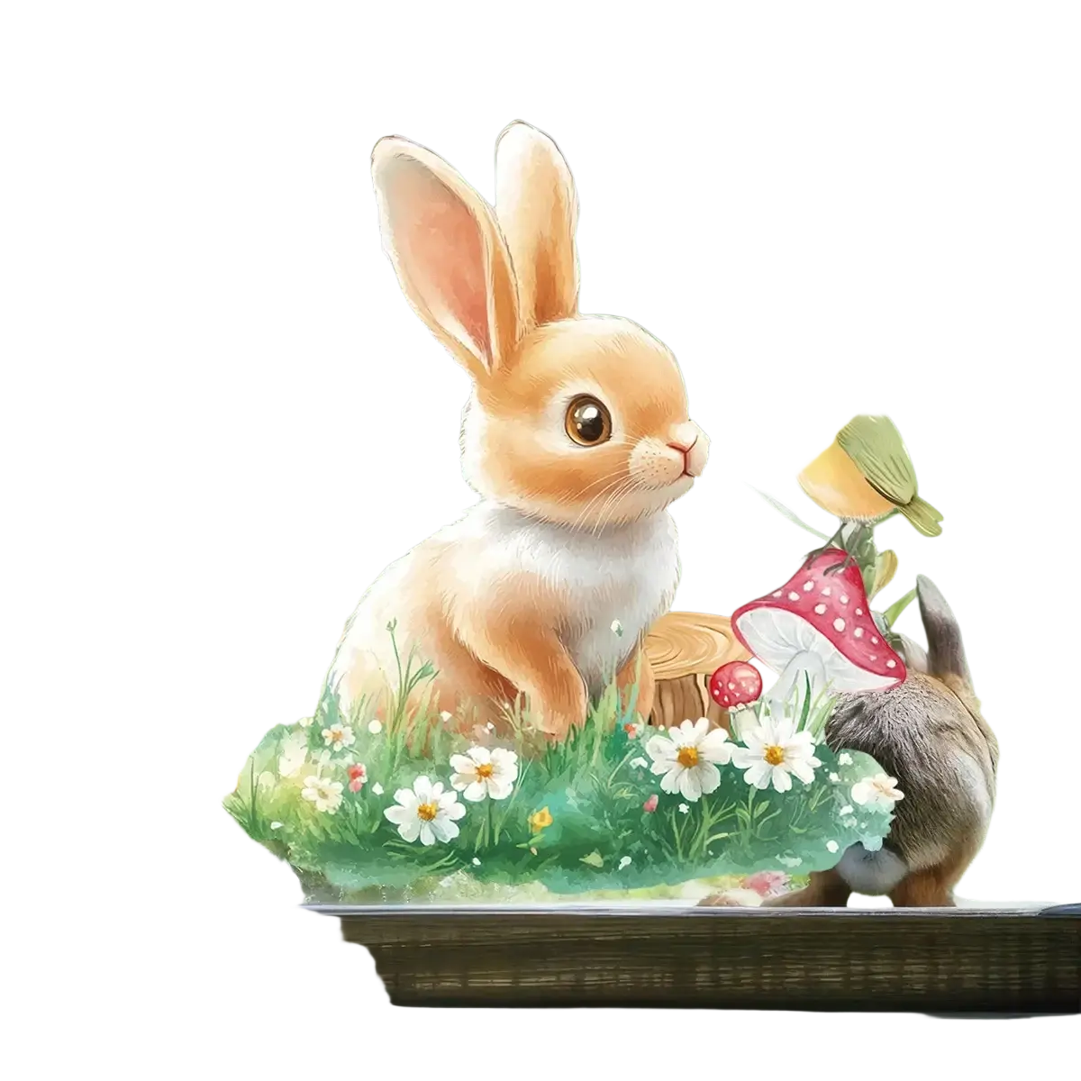 Easter bunny window decals featuring a soft tan and white bunny with long ears and colorful egg glass stickers
