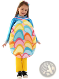 Egg-shaped backpack with colorful pastel heart pattern in yellow blue pink orange and light green for kids easter egg costume