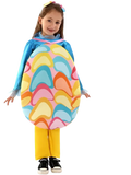 Egg-shaped backpack with colorful pastel heart pattern in yellow blue pink orange and light green for kids easter egg costume