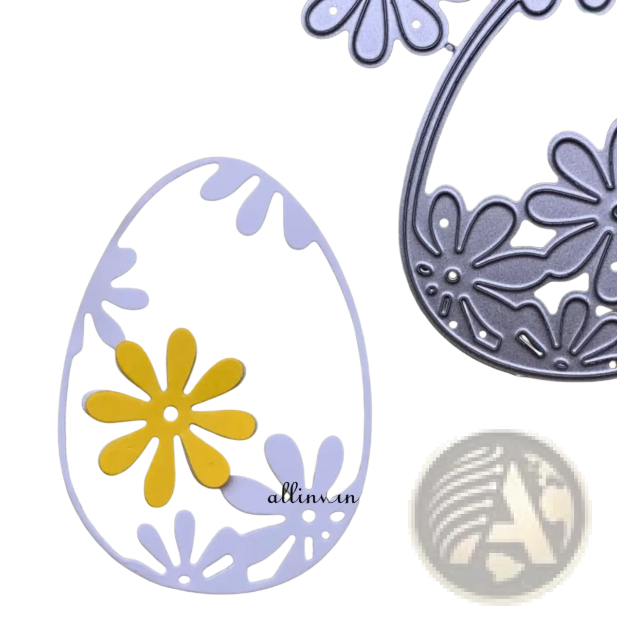 Easter egg metal cutting dies floral scrapbook stencil with white and yellow floral intricate cut-out patterns