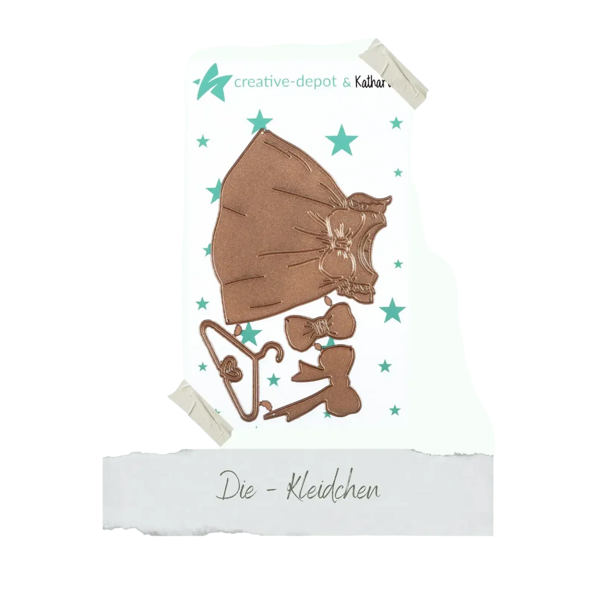 Bronze-colored metal baby cutting die set featuring a dress hanger and bows for easter egg rabbit crafts