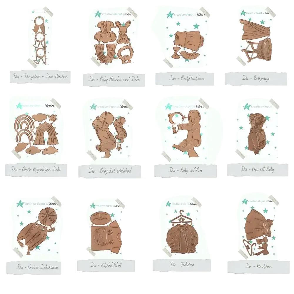 Brown die-cutting templates featuring baby-themed designs in easter egg rabbit baby cutting dies for crafting