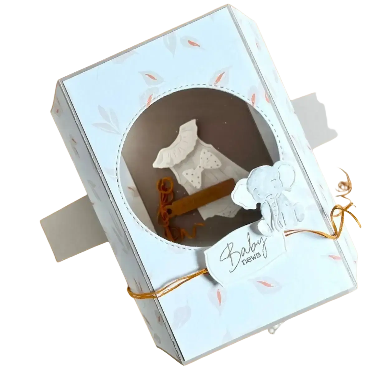 Easter egg rabbit baby cutting dies light blue baby announcement box with elephant cutout and baby news tag