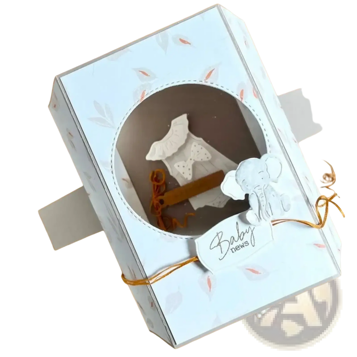 Easter egg rabbit baby cutting dies light blue baby announcement box with elephant cutout and baby news tag