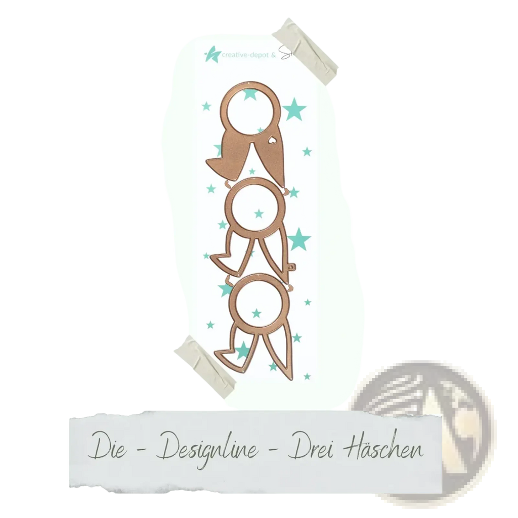 Three stacked copper-colored bunny-shaped metal cutting dies from Creative Depot for Easter egg rabbit baby crafts