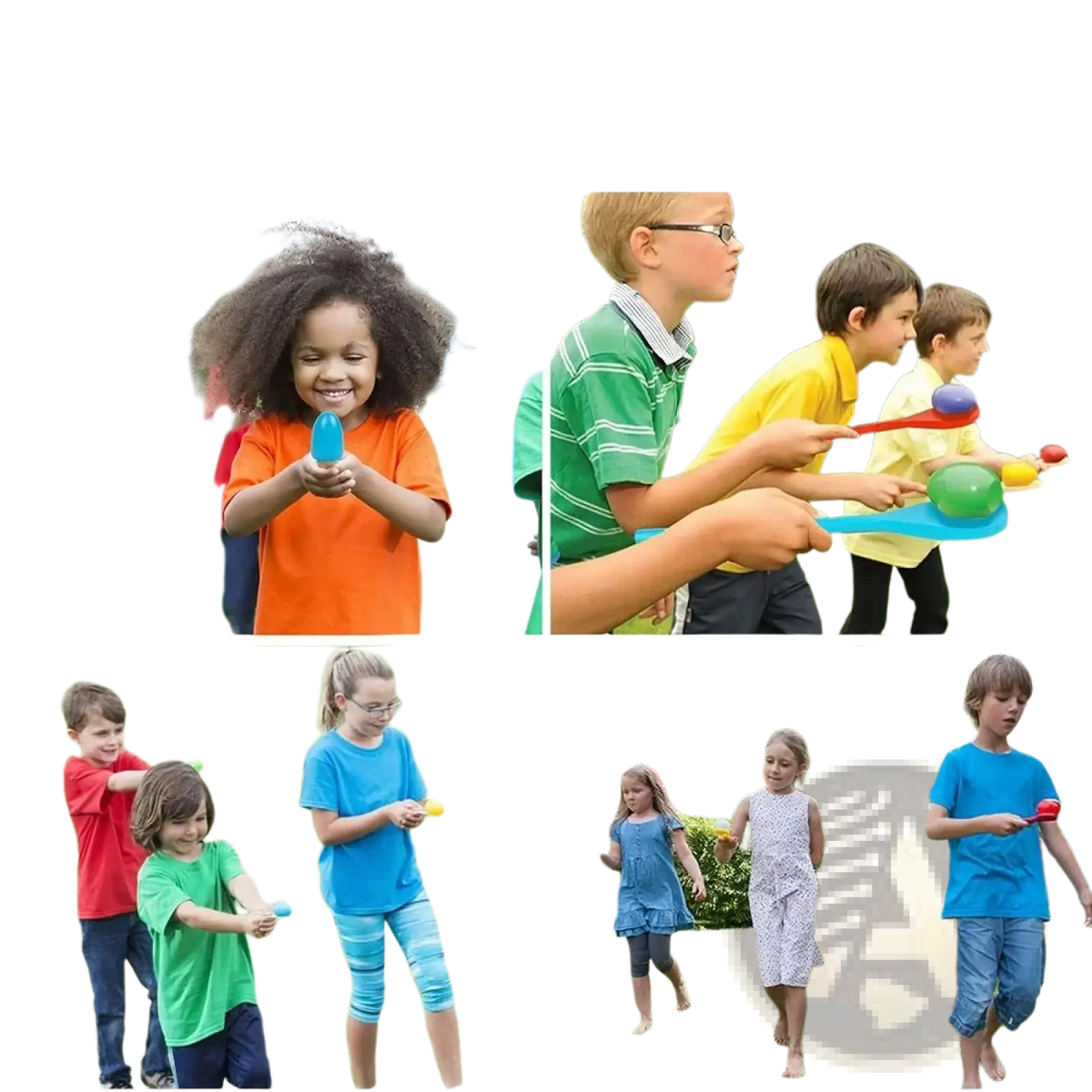 Blue plastic egg spoon race game set for kids designed for outdoor Easter egg and spoon race activities