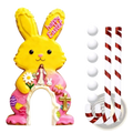 Easter golf game set kids portable toy featuring a yellow and pink easter bunny cookie arch with religious decorations