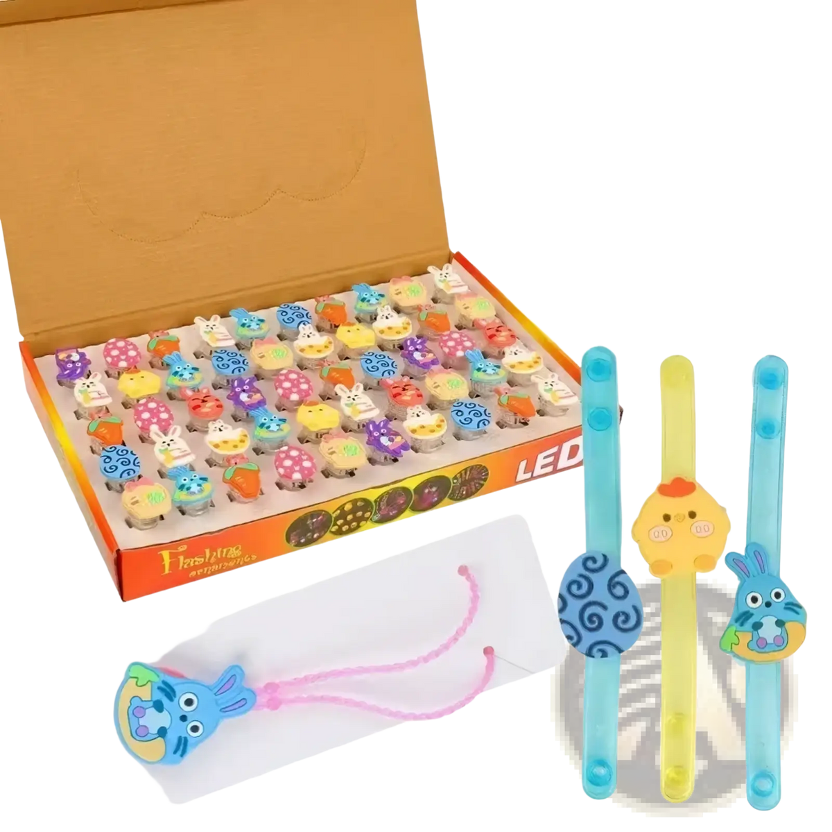 Colorful led wristbands with cute animal designs in soft plastic for easter led light up party favors and basket stuffers