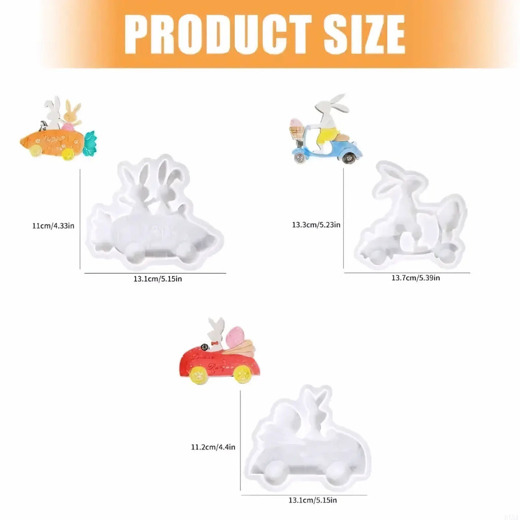 Colorful plastic easter bunny figurines in various poses created using an easter rabbit silicone mold for resin and soap crafting