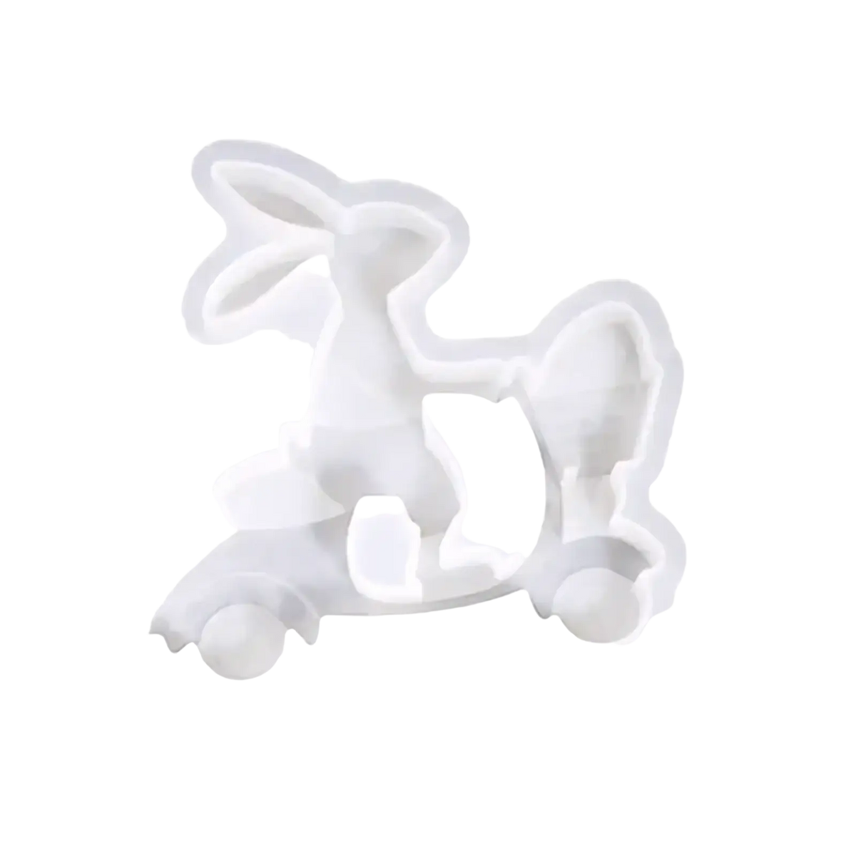 White silicone rocking horse mold for resin and soap crafting featured in easter rabbit silicone mold set