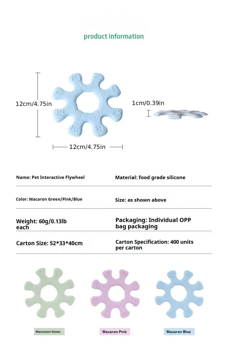 Interactive Silicone Dog Flywheel Pet Toy Discs