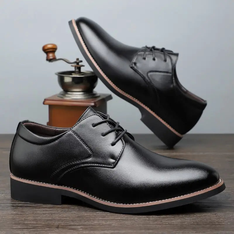polished brown leather lace-up men’s plus size business formal dress shoes with a sleek classic design