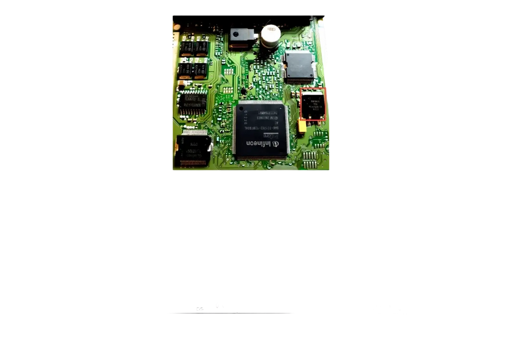 Green circuit board with black integrated circuits and silver solder points for ecu datasheet 2.0 repair software and schematics
