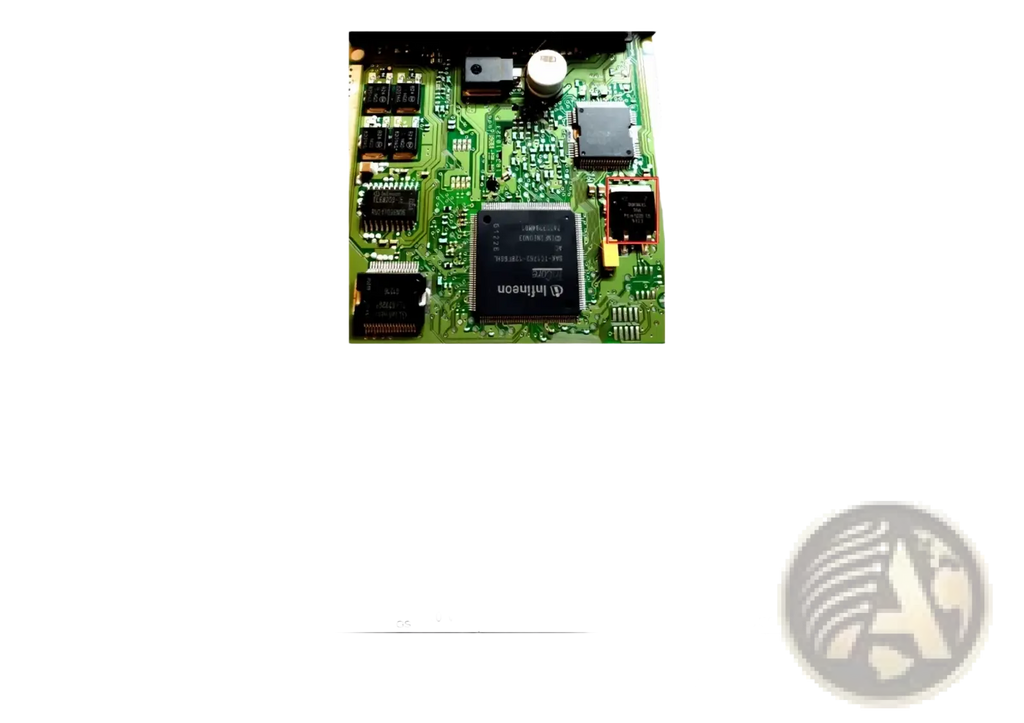 Green circuit board with black integrated circuits and silver solder points for ecu datasheet 2.0 repair software and schematics