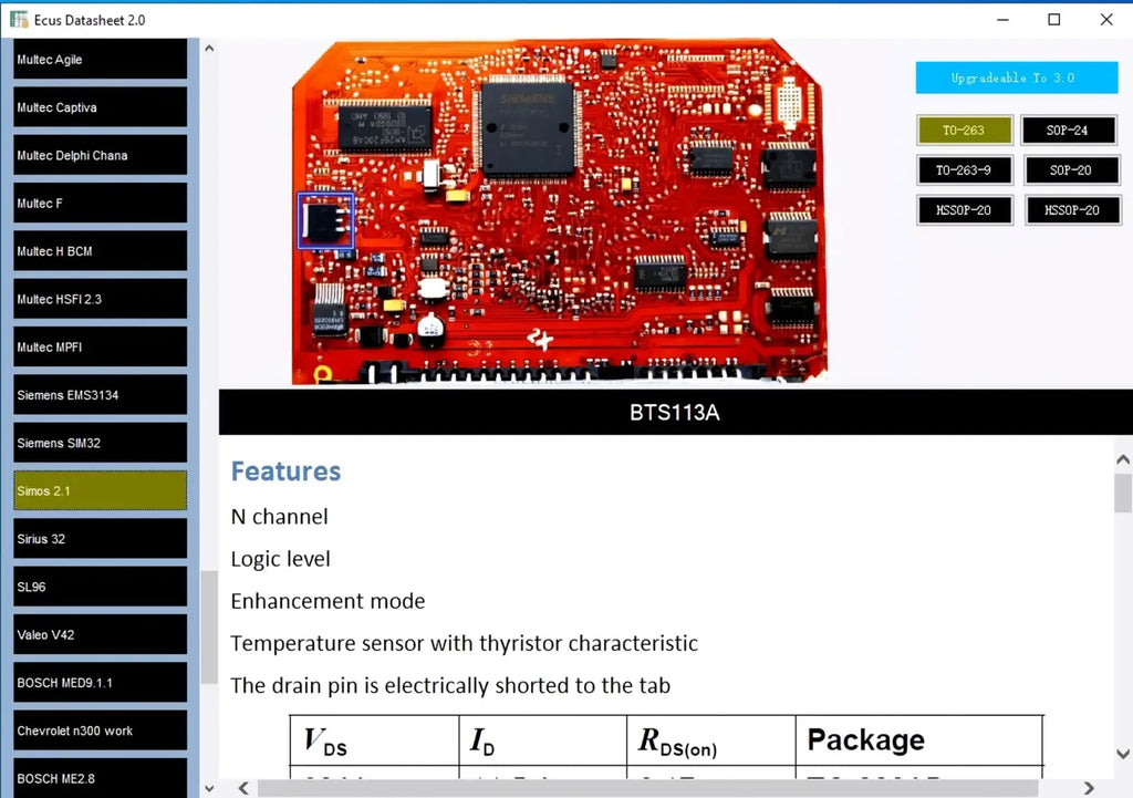 Ecu datasheet 2.0 repair software pcb shown with red board, black integrated circuits, and silver solder points