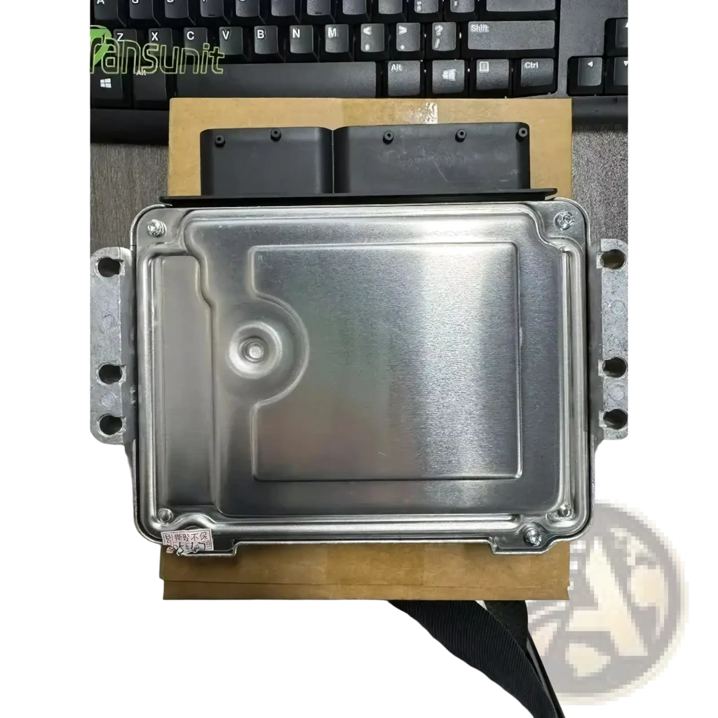 Silver-colored metal engine control unit for Hyundai 39125-2b075 with rectangular shape and side mounting brackets
