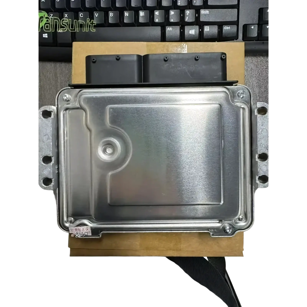 Silver-colored metal engine control unit for Hyundai 39125-2b075 with rectangular shape and side mounting brackets