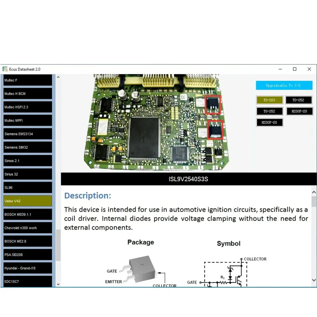 Green printed circuit board with black integrated circuits and gold connectors for ecus datasheet 2.0 ecu repair software