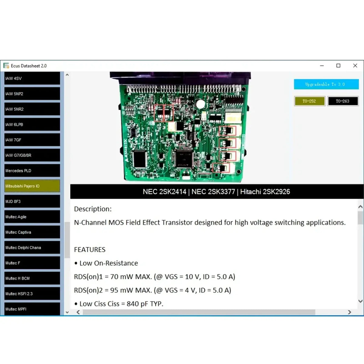 Green printed circuit board with black integrated circuits and silver solder points in ecus datasheet 2.0 ecu repair software