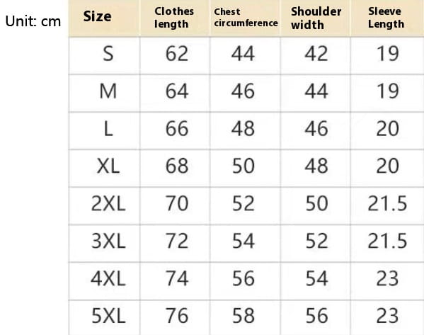 Größentabelle in Zentimetern für Herren-Retro-Leinenmischung mit lockerer Passform, Kurzarm-T-Shirt, mit Maßangaben über die Größen S bis 5XL.