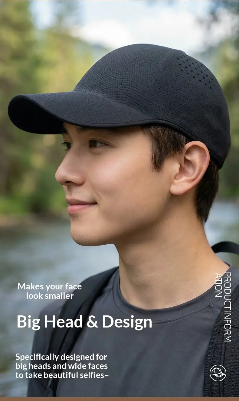 black breathable mesh baseball cap for men with perforated panels for enhanced ventilation