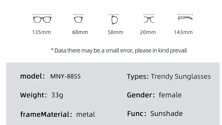 Metal-framed trendy sunglasses model mny-8855 for women featuring a sleek modern silhouette with luxury crystal butterfly rhinestone decoration and uv400 protection.