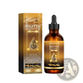 Eelhoe biotin hair growth oil in 30ml amber glass bottle with black dropper and gold-toned rosemary castor oil box