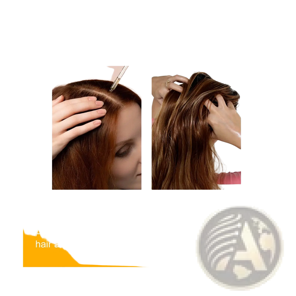 Eelhoe biotin hair growth oil with rosemary and castor oil applied near the scalp and massaged through damp brown hair