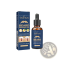 Eelhoe ginger root strengthening beard growth oil in a dark amber glass bottle with black dropper and navy blue packaging