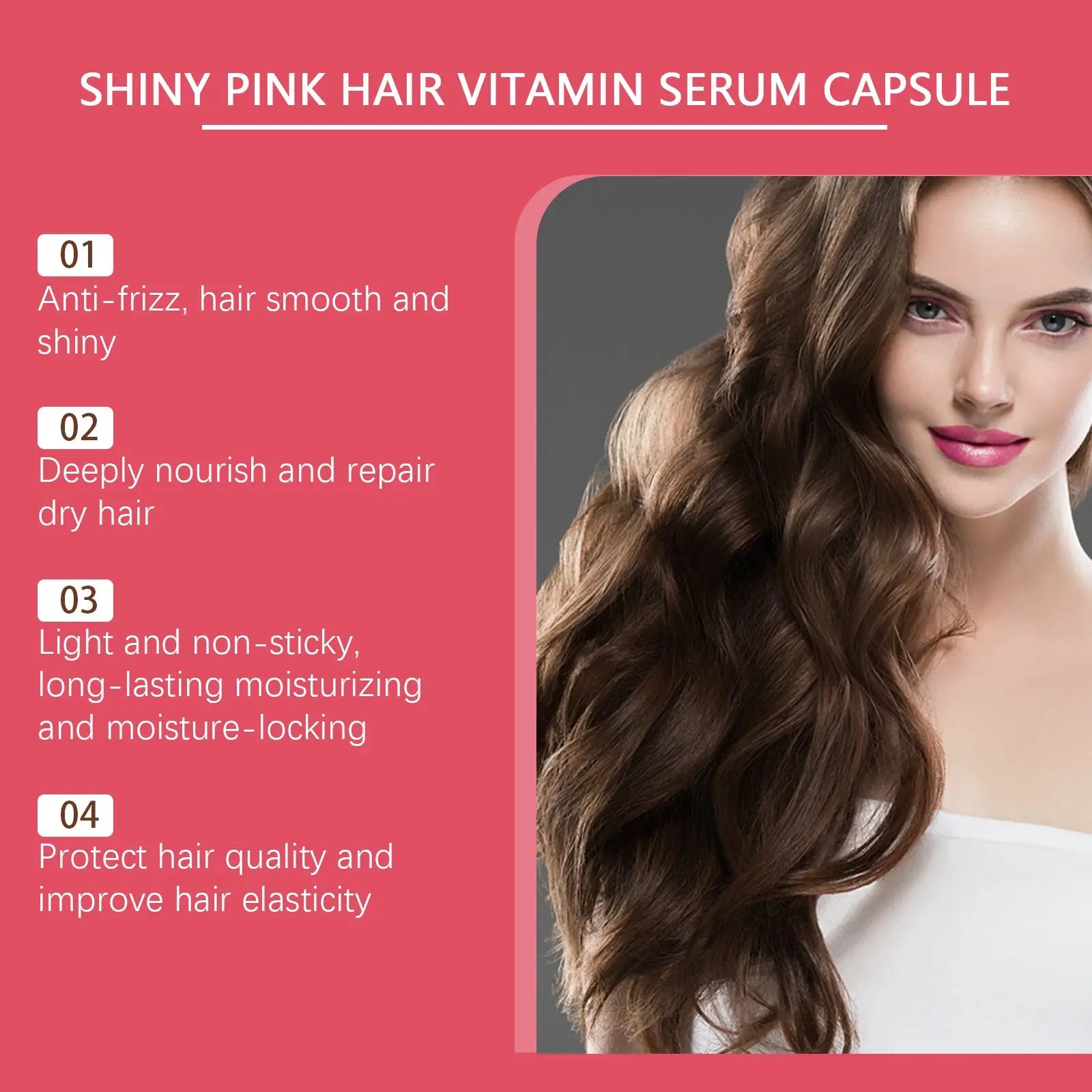 Shiny pink vitamin serum capsule from eelhoe moroccan oil hair repair capsules for frizz control use